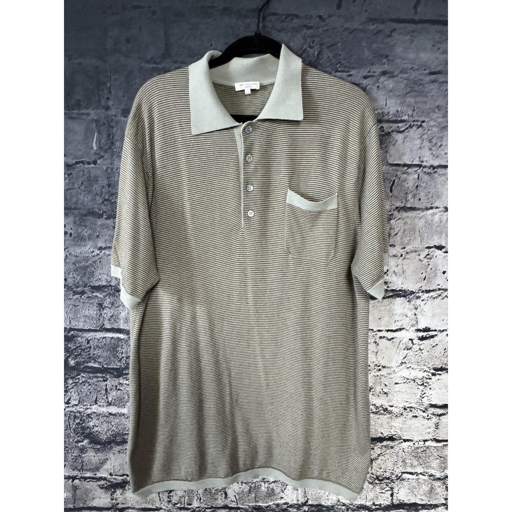 Eric Bompard Polo Shirt Mens 2XL Stripe Cashmere Knit Pullover Pocket Sweater